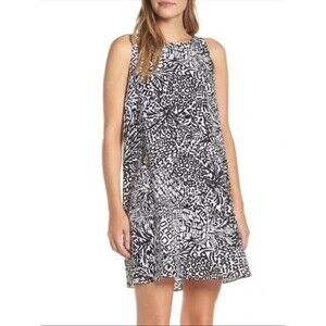 Lilly Pulitzer Jackie Silk Dress Black & White Printed Sleeveless Mini Size XL